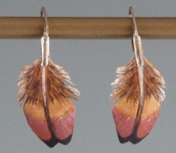 Victoria Elledge - Leather Pheasant Feather Earrings